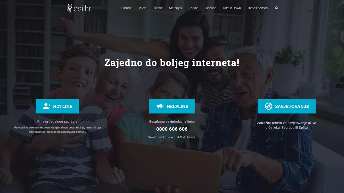 Postojeća naslovnica Centra za sigurniji internet — projekt SEO i AI/AEO optimizacije